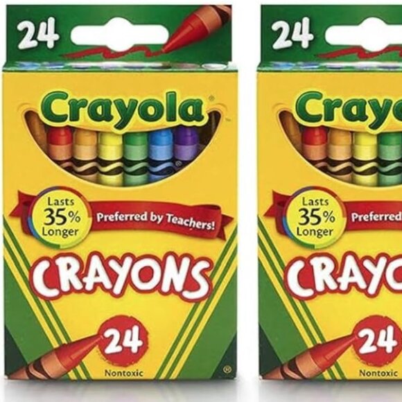 Crayola 24 Count Box Crayons Non-Toxic Coloring School Supplies (2 Packs) - Picture 1 of 3